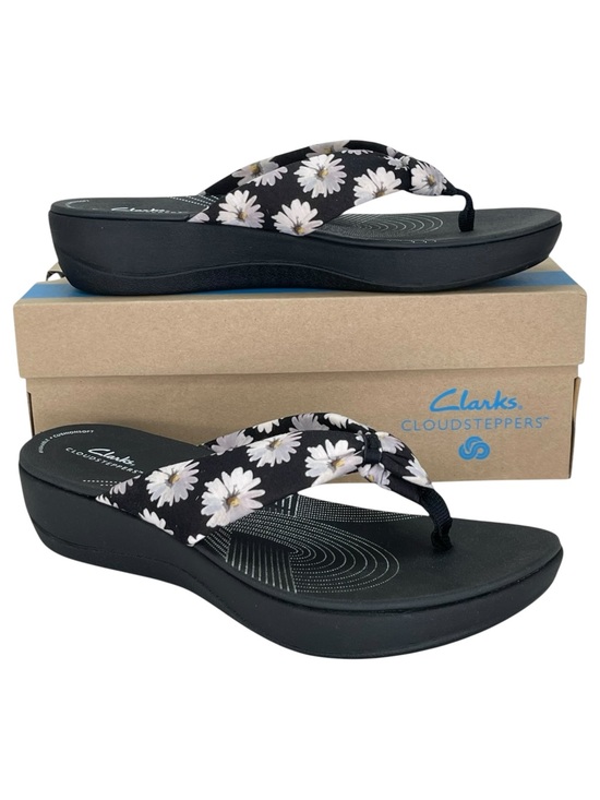 Cloudsteppers by Clarks Shoes - Clarks Arla Glison Black Floral Cloudsteppers Womens Thong Sandals Size 11M